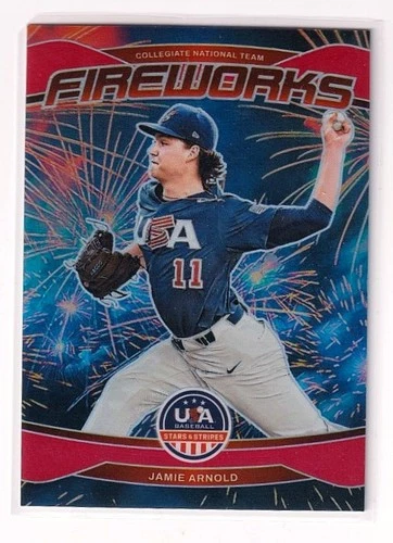 2026 Panini Stars & Stripes Baseball #1 Jamie Arnold Fireworks Prizms Red #/199
