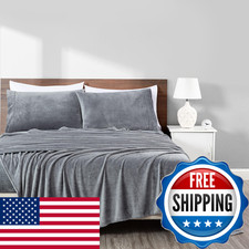 Chezmoi Collection Extra Soft Fleece Sheet Set King Microplush Non-Pilling