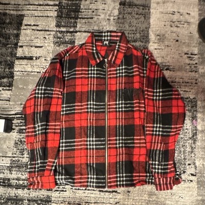 Revenge Plaid Zip-Up Shirt Jacket Red Black White Medium Streetwear