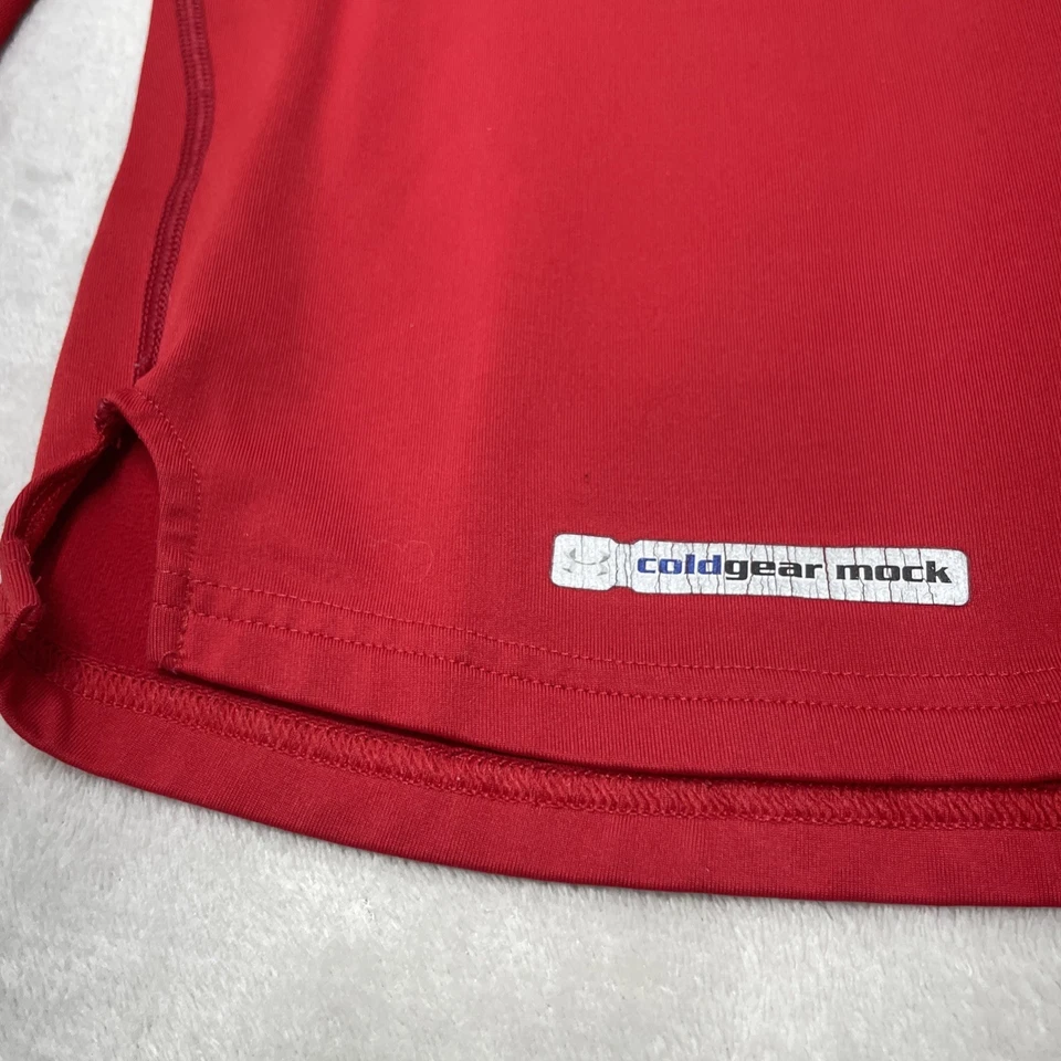 Under Armour Cold Gear Fitted Shirt Men M Red Mock Neck Compression Base Layer - Image 3 of 4