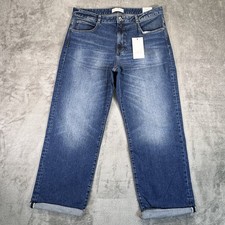 Zara Women's Relaxed Fit High Rise Cuffed Jeans Blue Size 44 US 12  NWT