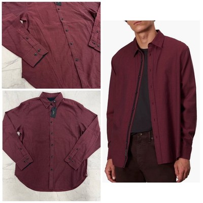 NWT Rag & Bone $248 Finch Zig Zag Dobby Long Sleeve Shirt Red Stripe Size: XL