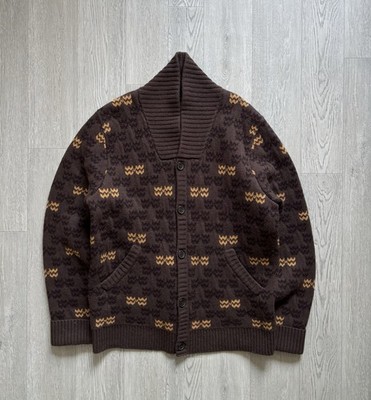 Fred Perry Wool Cardigan Chunky Knit Men s Size 42 