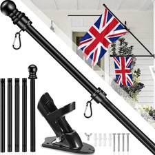 Wall Bracket Base Flagpole Flag Pole Holder Banner Rack Telescopic Flag Pole