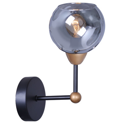 Polux ASSARIA Wandleuchte, 1xE14, schwarz/gold, dimmbar, 25.6cm, IP20