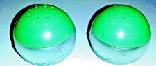 Mid-Century, Frosted Round Glass, Salt & Pepper Shakers with Green Tops (Nice!!)