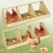 Chicken Nesting Boxes, 6 Compartment Wooden Chicken Laying Boxes, Nesting Box...