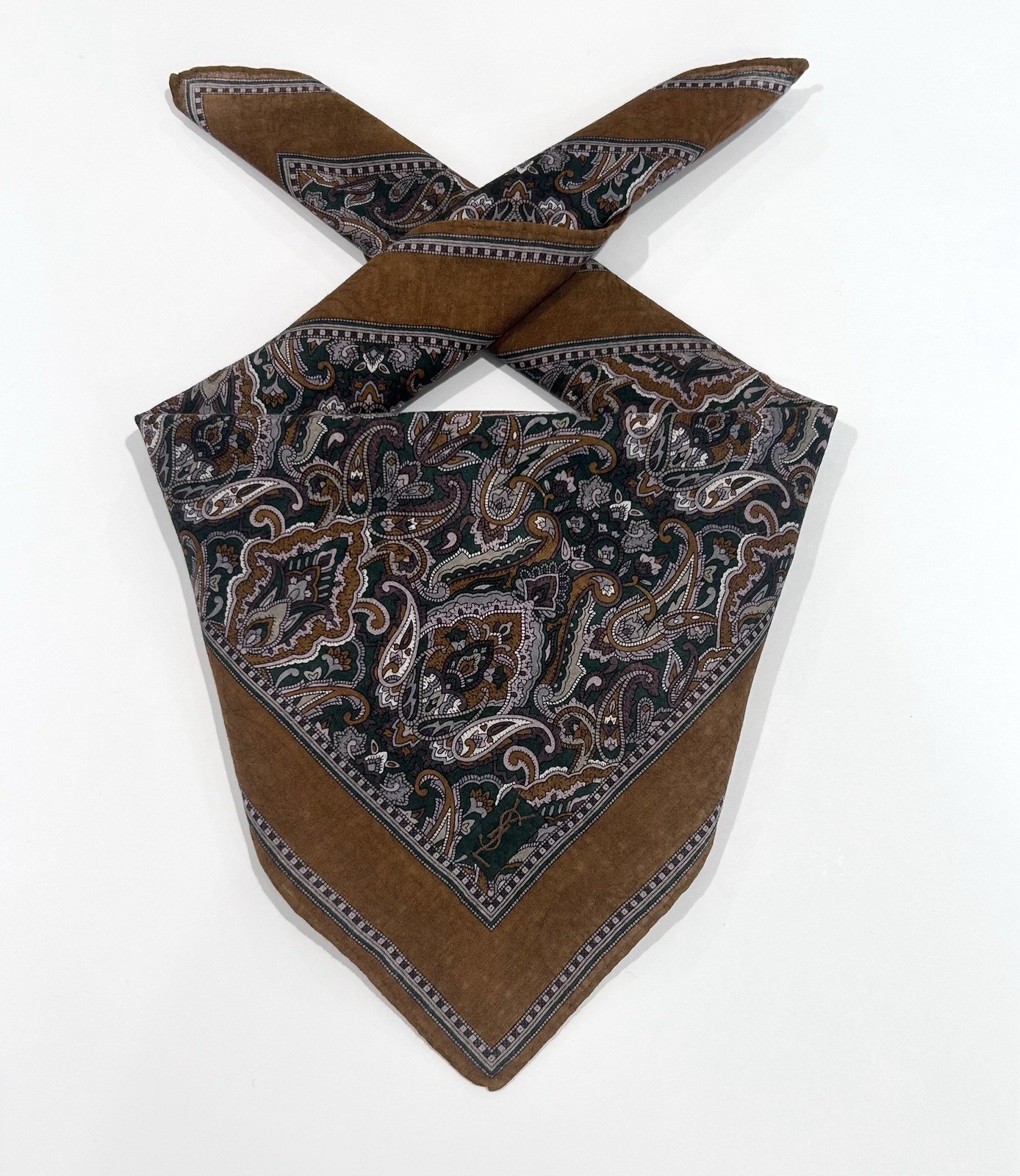 MEN’S Handkerchief YSL Brown Paisley Woven Fabric Cotton Pocket Suit SQUARE 20”