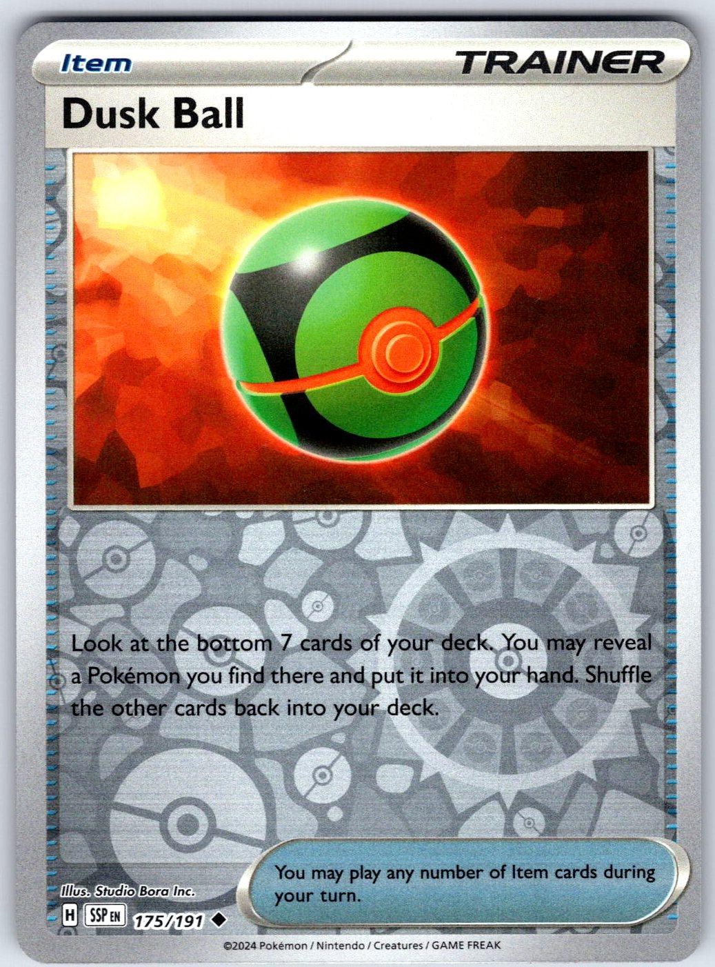 Dusk Ball 175/191 Uncommon Surging Sparks Pokemon Reverse Holo Lightly Played