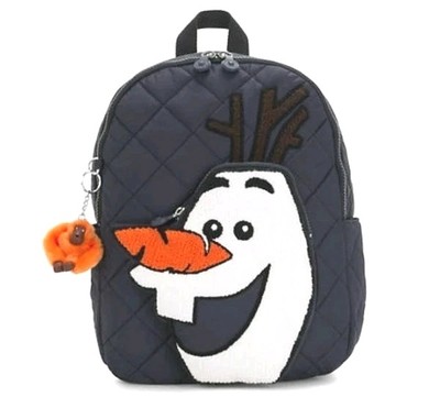 Kipling Disney Frozen 2 Olaf Large Navy Quilted Nylon Backpack Monkey Charm