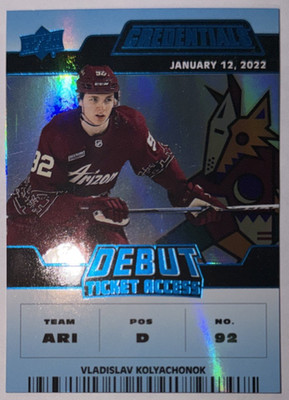 2022-23 Credentials Vladislav Kolyachonok Debut Ticket Access /99