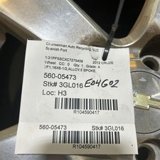 Wheel 16x6-1/2 Aluminum 5 Single Spoke Opt WR6 Fits 11-14 CRUZE 104943570