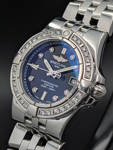 Breitling Galactic 30 Diamond Chronometer Swiss Watch box & pa...