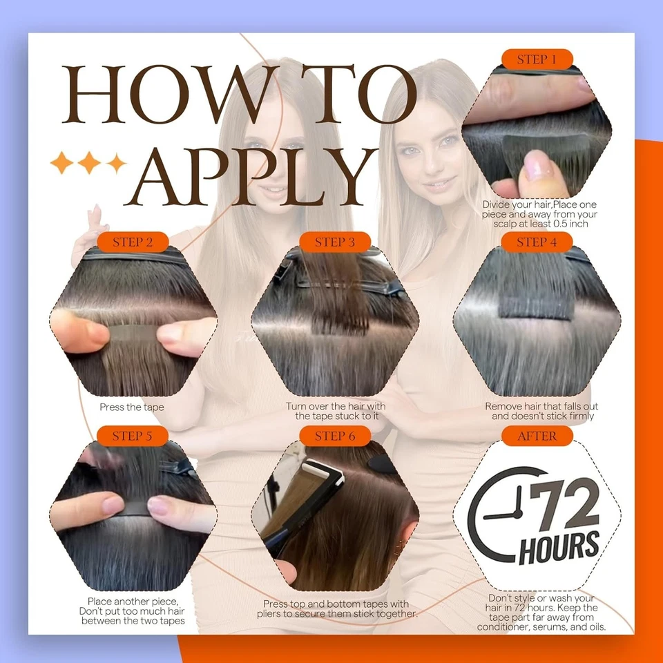 Full Shine Tape in Hair Extensions Platinum Blonde Color 60 Brazilian Remy Tape  - Image 3 of 3