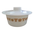 Vintage Pyrex Golden Butterfly Gold Butter Tub Dish with Plastic Lid