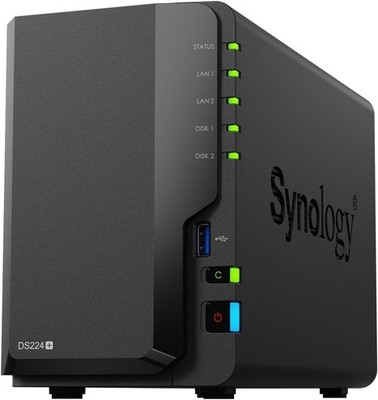 Synology DS224+ Plus 2 Bay NAS Enclosure Diskless Gigabit Storage Server - Bare