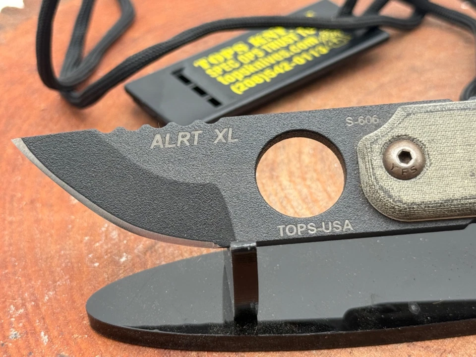 TOPS Knives Alrt XL Fixed Blade Necklace Knife Micarta Handles--2335.25 - Image 3 of 4