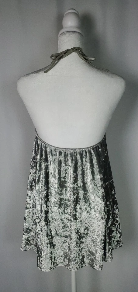 Lencería Magic Silk para mujer L gris terciopelo aplastado babydoll halter romántico gótico Foto 3 de 4