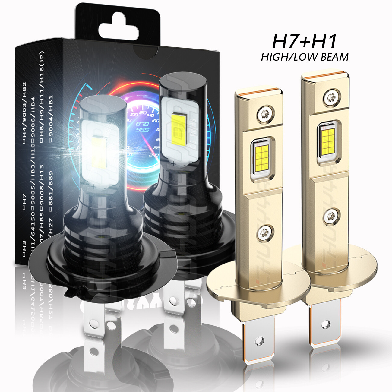 For Benz ML320 ML430 1998-2001 4X H7+H1 LED Headlight High /Low Beam Bulbs Kit