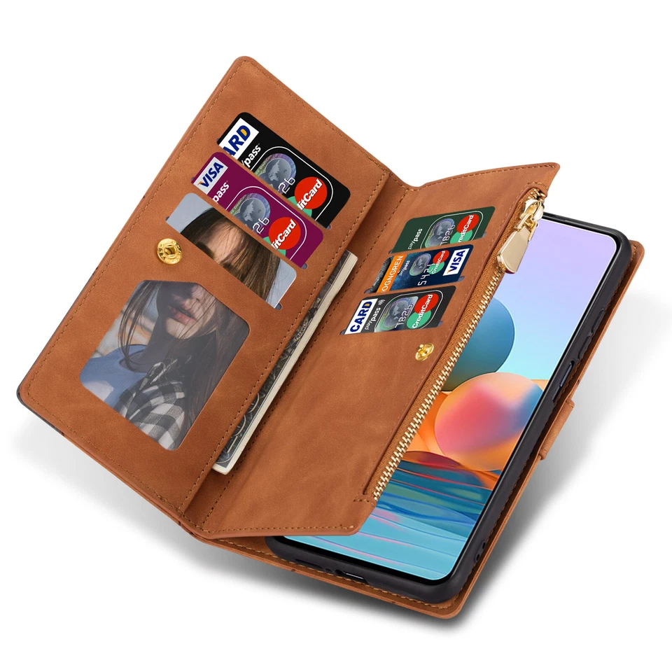 Zip Wallet Case For Xiaomi Redmi K60 11A 12C Note 12S 11S 11 Leather Flip Cover - Image 3 of 4