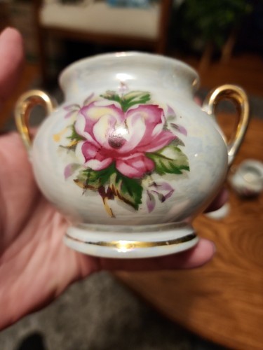 UCAGCO JAPAN FLOWER SUGAR BOWL AND CREAMER SET - Picture 4 of 8