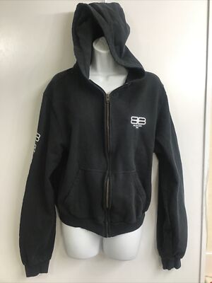 Balenciaga Unifit Hoodie Black Cotton Distressed Shoulders Size S