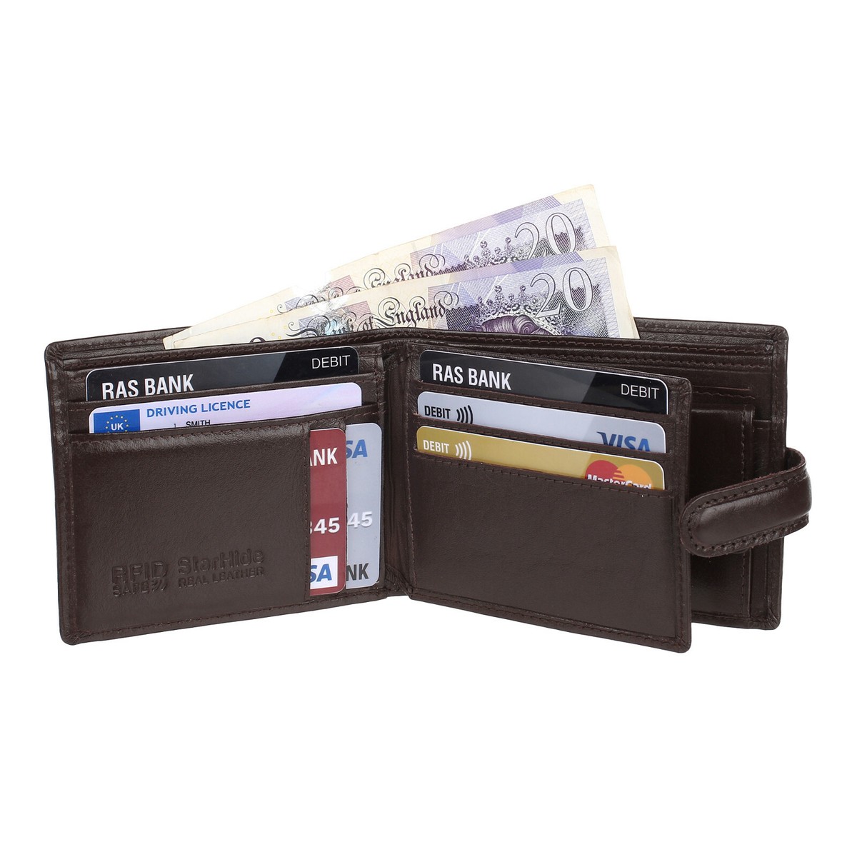 STARHIDE Portafoglio Uomo Con Chiusura RFID Liscia In Vera - Foto 4