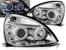 Headlights for Renault Clio II 2001 2002 2003-2005 VR-1519 Angel Eyes Chrome