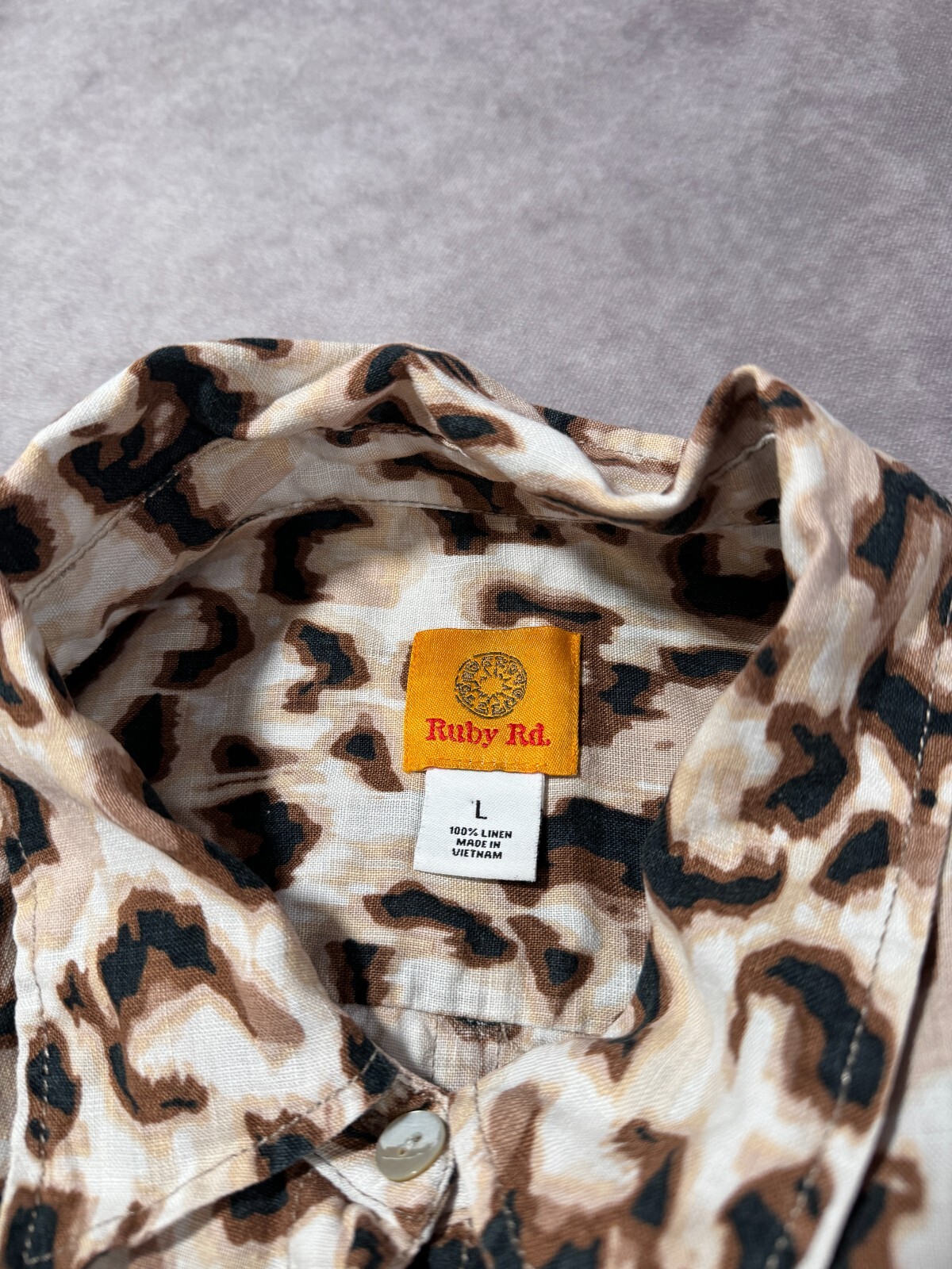 Ruby Rd Road Linen Button Up Shirt Leopard Print … - image 3