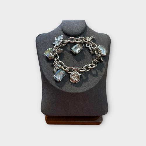Johnny Loves Rosie Charm Bracelet Silver Tone Dangle Charms Costume Jewellery - Picture 3 of 5