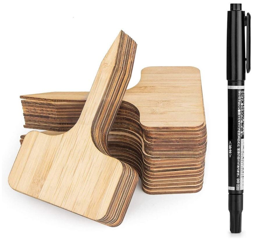 60 pieces Bamboo Plant Labels with FREE Pen T-Type Plant Tags for Garden |  eBay