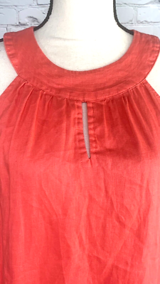 NEW Antibes Blanc 100% Linen Halter Neck Dress Coral Knee Length Keyhole  Medium | eBay