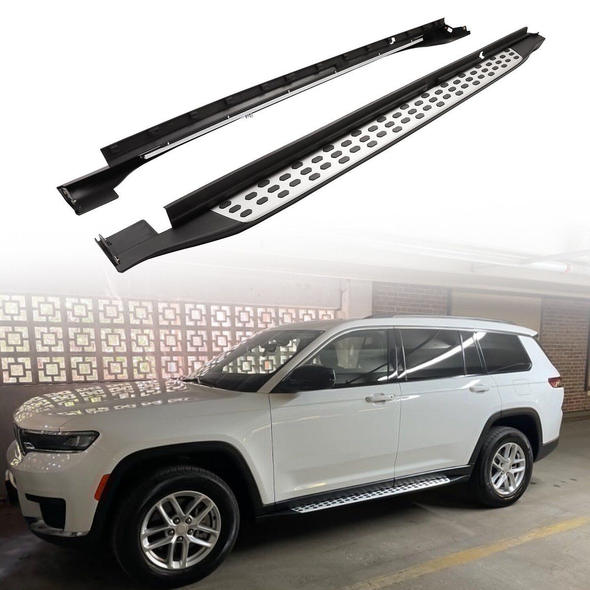 Running Boards For Jeep Grand Cherokee L 2022-2025 - Black Fixed Side Steps With Brackets, Easy Bolt-On Installation