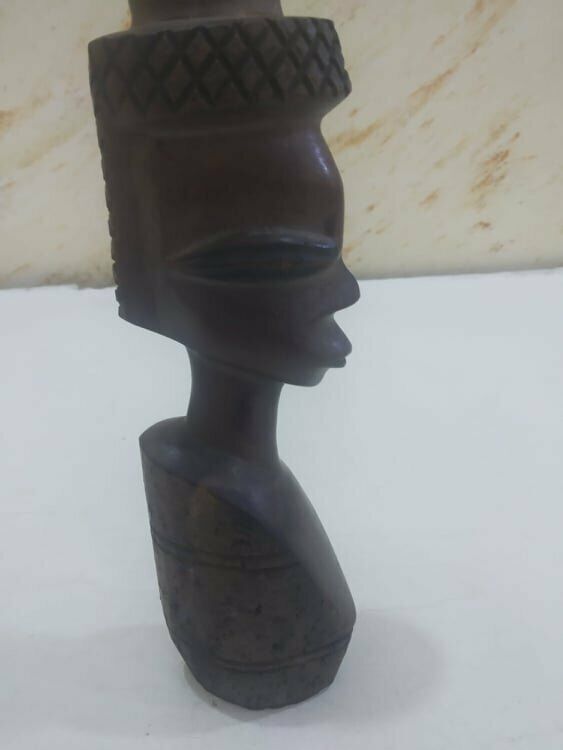 Primitive Vintage Heavy Hand Carved Wood Statue Figurine African Wooden Figure 