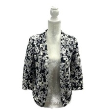 Lauren Conrad Women's Blazer Fitted Open Front Floral 3/4 Sleeve Career Size 2