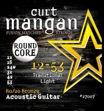 Curt Mangan 27007 Round Core 80/20 Bronze Acoustic Guitar Strings; gauges 12-53