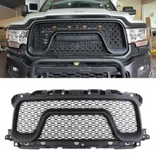 Matte Black Front Grille Fit For Dodge Ram 2500 3500 2019-2023 Grille W/Light