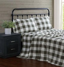 London Fog Printed Turkish Flannel Sheet Set, Twin, Multi Colored Plaid