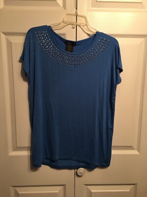 CLOSE OUT! NEW w/Defect DESIGN HISTORY Athens Blue Embellished  Top Size S Small