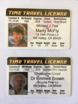 Zurück in die Zukunft Time Travel License Marty McFly + Doc Brown Outatime