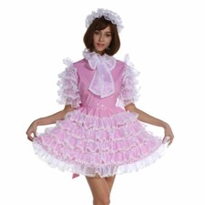 Maid Sissy Girl Lockable Pink PVC Dress Cosplay costumes Tailor-made
