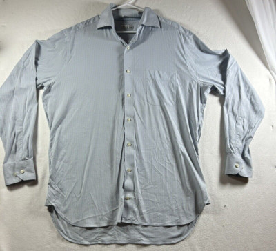 Peter Millar Long Sleeve blue Button Down Shirt x-long 17.5 neck nylon spandex