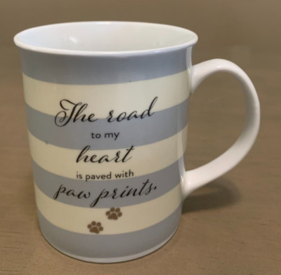 Coffee Cup Mug Road to my Heart is Paved with Paw Prints Dog Cat FRINGE Large