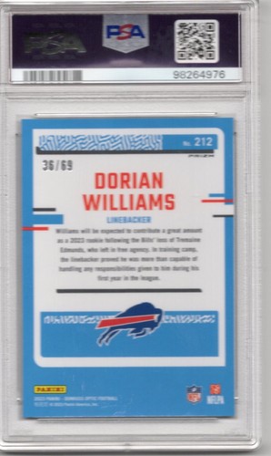 2023 Panini Donruss Optic - Rated Rookie #212 Dorian Williams (RC) - Bild 2 von 2