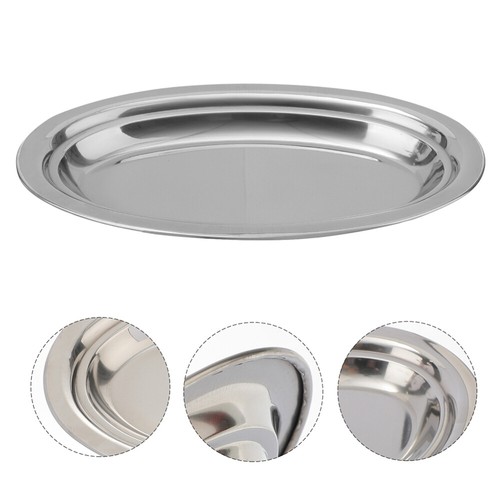 2 Pcs Ovale Pfanne Aus Edelstahl Ovales Essenstablett Edelstahlplatte - Bild 3 von 12
