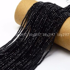 Wholesale 10 Strand 3mm Bright Quality Black Spinel Round Faceted Gem Loose Bead