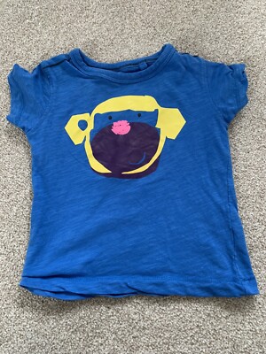 Baby Jungen T-Shirts 9-12 Monate Blau Affe Design 