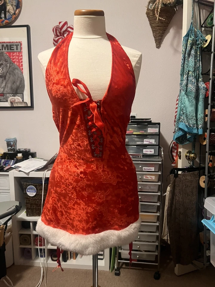Sexy Conjunto de Papá Noel para Mujer, Talla M/L Pierna Avenida, Ligas de Vestir Foto 2 de 4