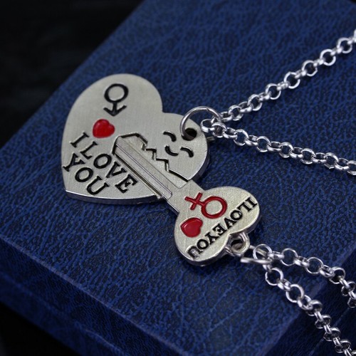 CADENA Y COLGANTE DE ALEACIÓN CON CORAZÓN Y LLAVE " I LOVE YOU " PARA PAREJA - Imagen 3 de 3