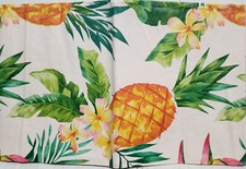 Flannel Back Vinyl Tablecloth 52"x90" Oblong, PINEAPPLES, LEAVES FLOWERS 2,HP